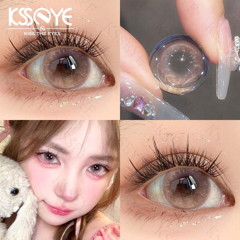 คอนแทคเลนส์ KSSEYE (L ขนาดใหญ่) สีชมพู สีน้ําตาล สไตล์ไม่มีขอบ น้ํา 40% 2 ชิ้น เลนส์นุ่ม ลายยอดนิยมเ