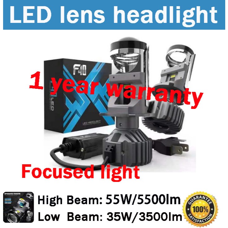 2 ชิ้น 35W/55W Novsight F40 H4 กระจก LED เลนส์ไฟหน้าสูงและต่ําปลั๊กแบบมีสาย 5000K