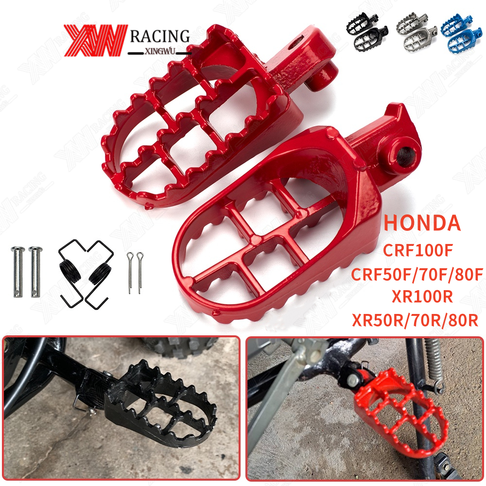 XW RACING พักเท้า วิบาก พักเท้าหน้า พักเท้าหลัง สำหรับรถวิบาก ที่พักเท้าอลูมิเนียม CNC ที่พักเท้า อุปกรณ์เสริม สําหรับรถจักรยานยนต์ สำหรับรถวิบาก ใช้สำหรับ XR150L XR50R PW50 CRF70 DT125 TTR110 TW200 CRF50 50cc 70cc 90cc 110cc