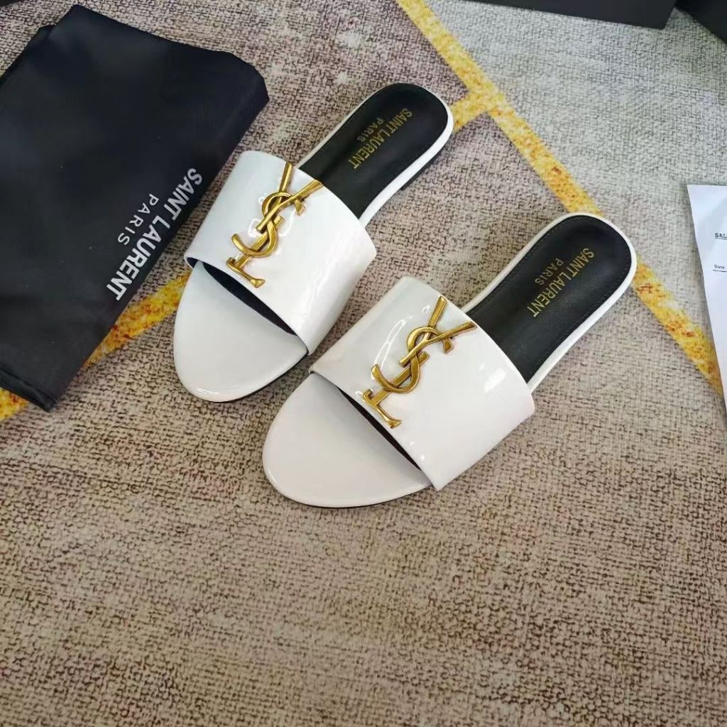 Ysl รองเท้าแตะส้นแบนผู้หญิง Flip-Flops รองเท้าแตะการค้าต่างประเทศ