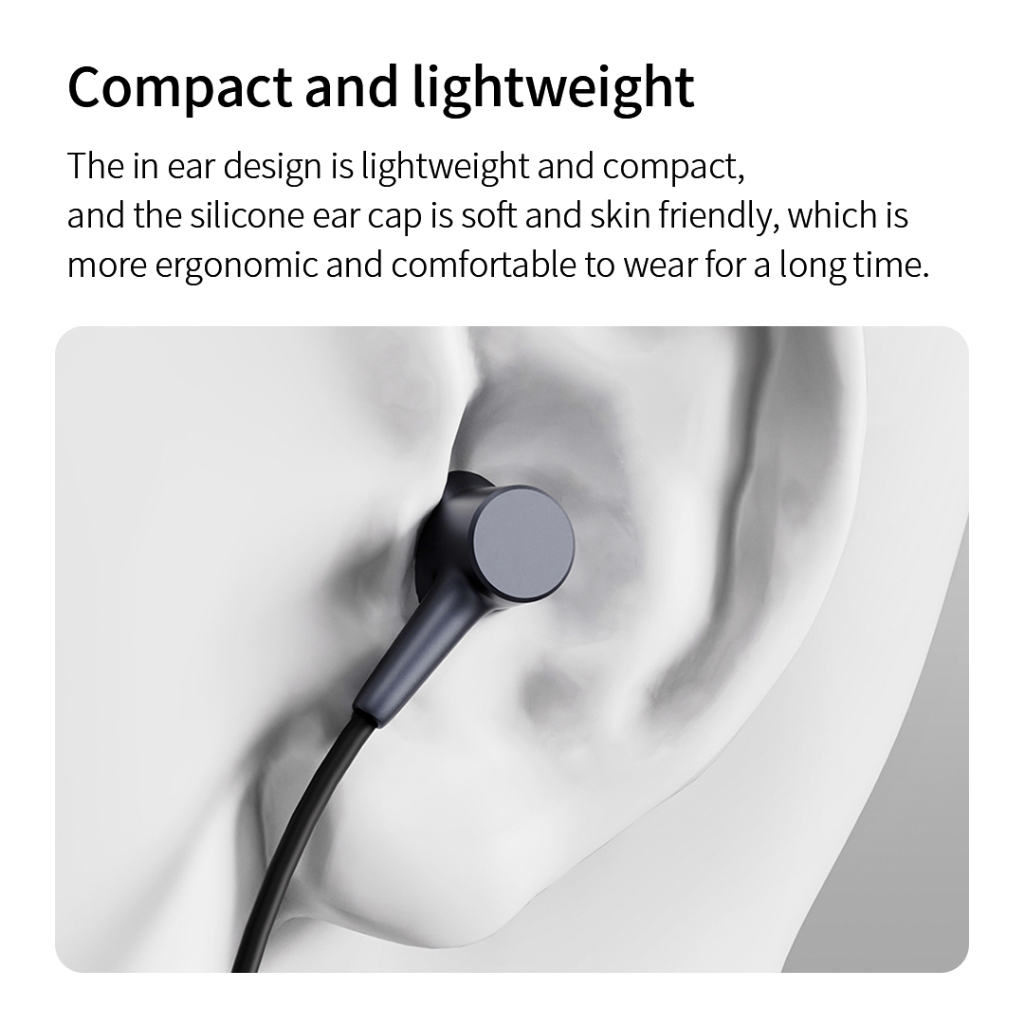 เสี่ยวหมี่ หูฟังแบบมีสายดั้งเดิมพร้อมไมโครโฟนความละเอียดสูงหูฟังชนิดใส่ในหู 3.5 มม. การควบคุมคลิกเดียวและการสวมใส่ที่สะดวกสบาย