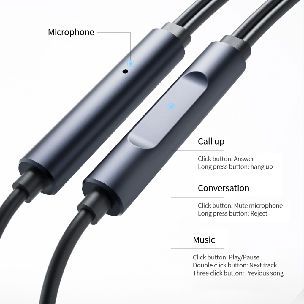 เสี่ยวหมี่ หูฟังแบบมีสายดั้งเดิมพร้อมไมโครโฟนความละเอียดสูงหูฟังชนิดใส่ในหู 3.5 มม. การควบคุมคลิกเดียวและการสวมใส่ที่สะดวกสบาย