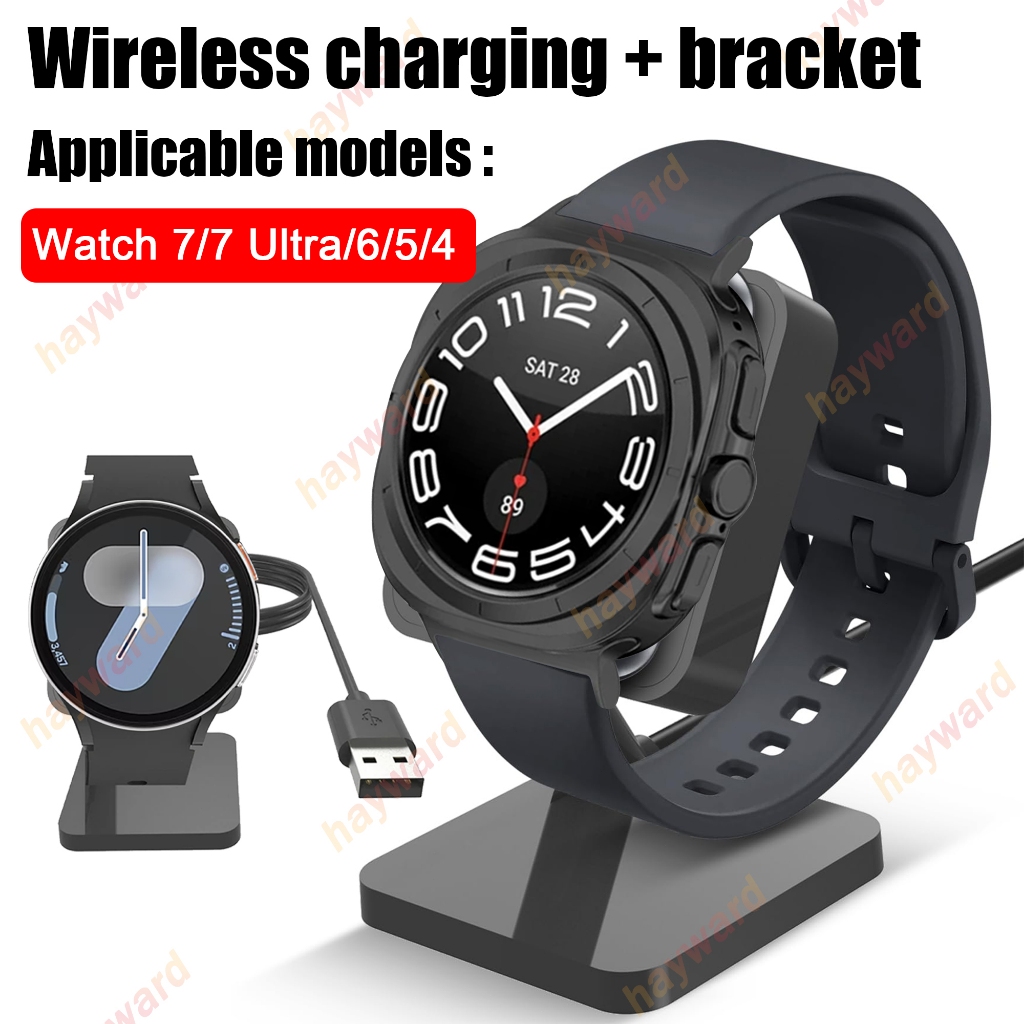 แท่นชาร์จแม่เหล็กใหม่สําหรับ Samsung Galaxy Watch 7/7Ultra/6/5/4 อินเทอร์เฟซ USB สมาร์ทวอทช์แท่นชาร์จไร้สายพร้อมขาตั้งที่มั่นคง