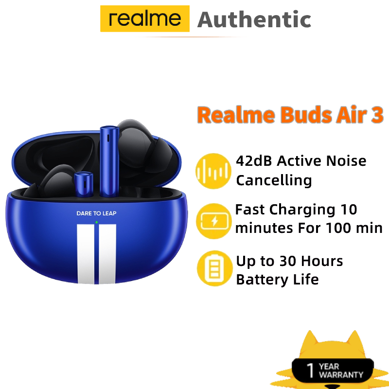 Realme buds air 3 TWS หูฟังบลูทูธ 5.2 แบตเตอรี่ 30 ชั่วโมง 42dB กันน้ํา IPX5