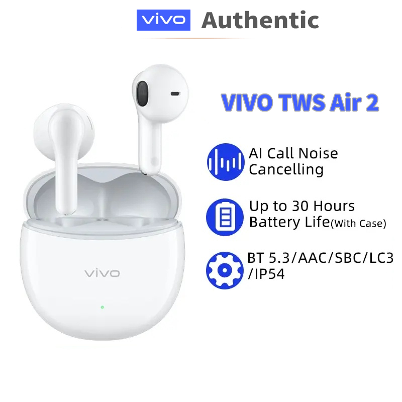 Vivo TWS Air 2 TWS หูฟังบลูทูธไร้สาย 5.3 AI ตัดเสียงรบกวน 30 ชั่วโมง สําหรับ IQOO 11 Pro