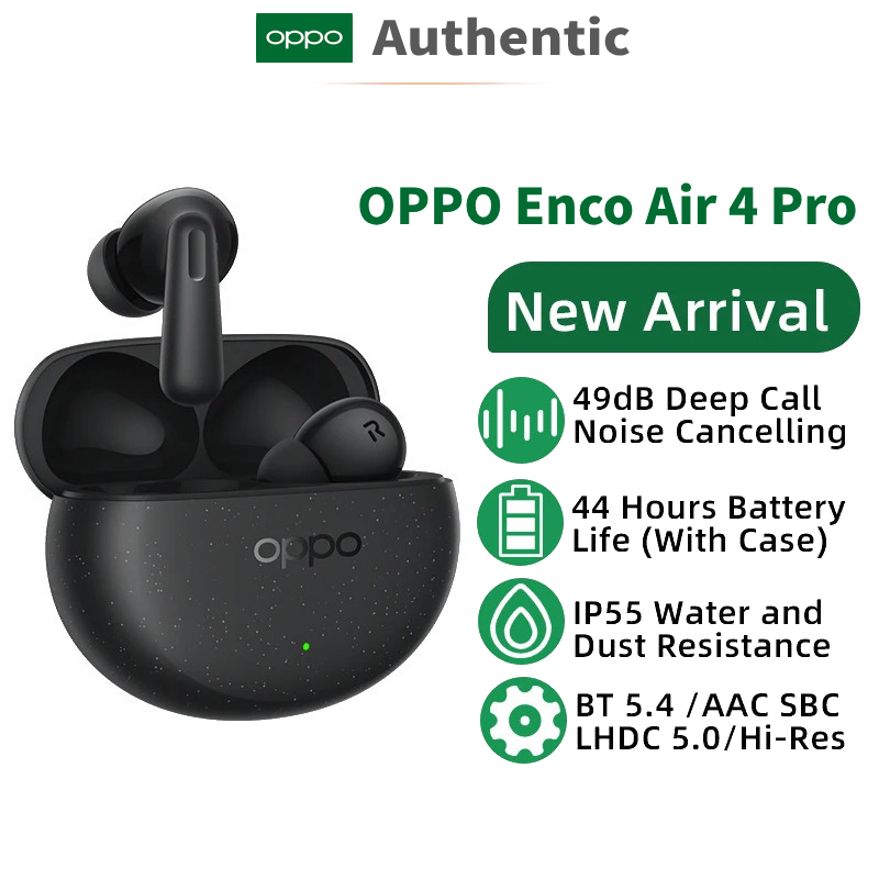OPPO Enco Air4 Pro หูฟังไร้สายลดเสียงรบกวน 44 H แบตเตอรี่ 5.4 บลูทูธ HiFi Sound 3D สเตอริโอแฟลชชาร์จ