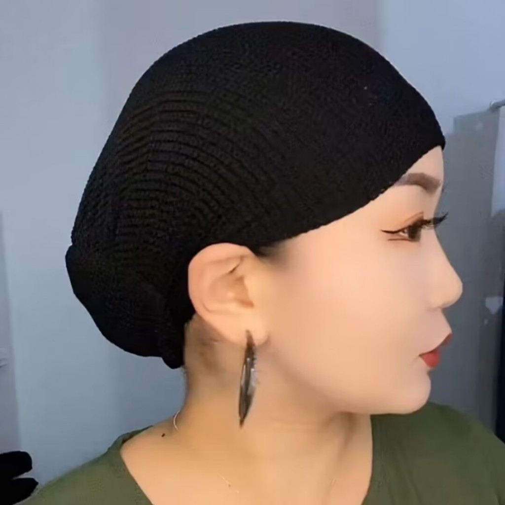 หมวกมุสลิมผู้หญิงลูกไม้หมวกคาดศีรษะบางสไตล์ระบายอากาศตาข่ายหมวกสีทึบ