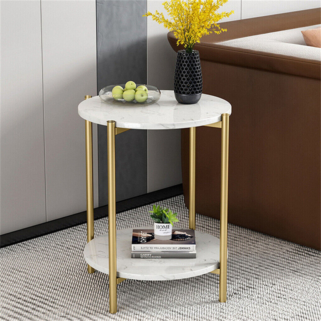 โต๊ะข้างเตียงทรงกลมหินอ่อนสไตล์นอร์ดิก สําหรับห้องรับแขกและห้องนอน