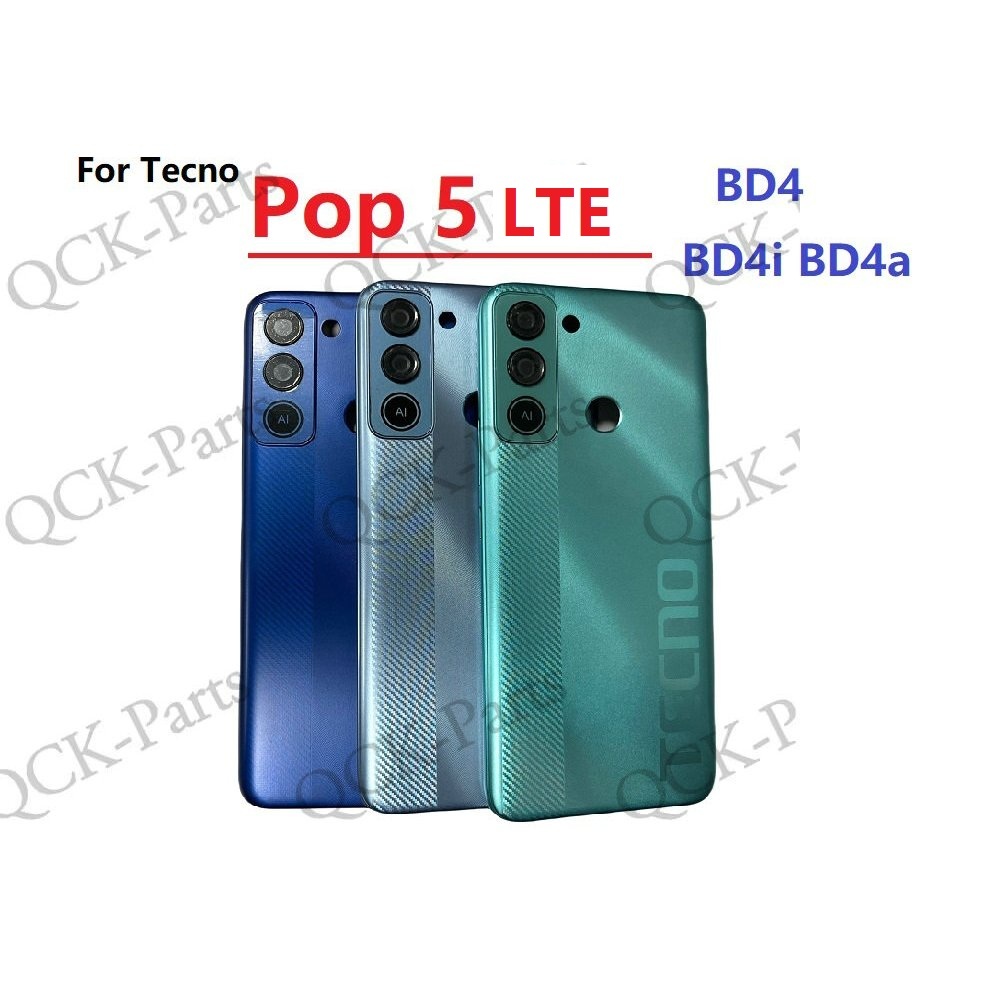 ฝาหลังแบตเตอรี่สําหรับ Tecno Pop 5 LTE BD4 BD4i BD4a ด้านหลังประตูด้านหลังกรณีเลนส์กล้องแก้ว