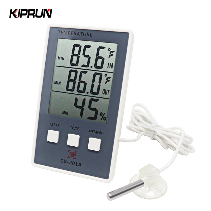 Kiprun เครื่องวัดอุณหภูมิดิจิตอลเครื่องวัดความชื้น, เครื่องวัดความชื้นอุณหภูมิในร่มกลางแจ้ง C/F จอแสดงผล LCD Sensor Probe สถานีอากาศ