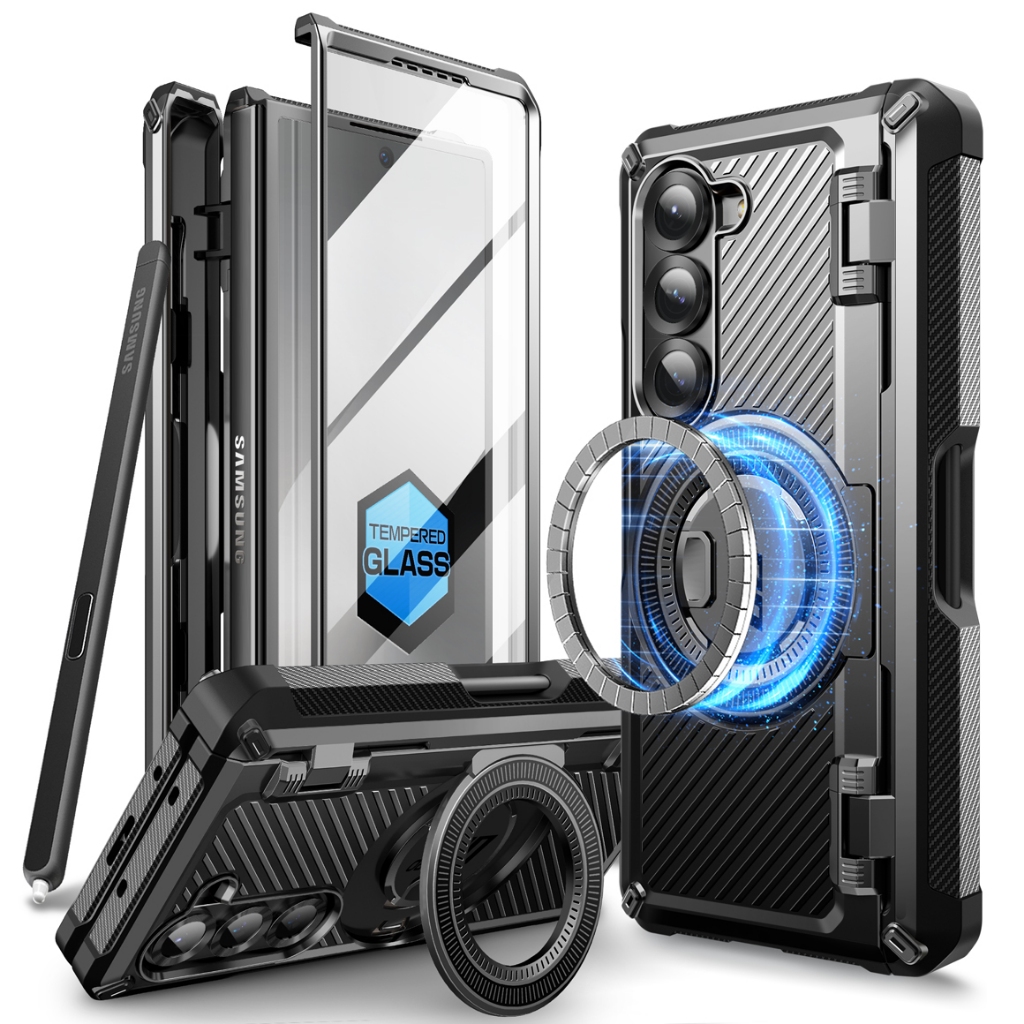 SUPCASE UB Pro Mag สำหรับ Z Fold 6 เคสพร้อมช่องใส่ S Pen รองรับการป้องกันระดับทหาร MagSafe ตัวป้องกันหน้าจอในตัว วงแหวนแม่เหล็ก เคสโทรศัพท์กันกระแทก