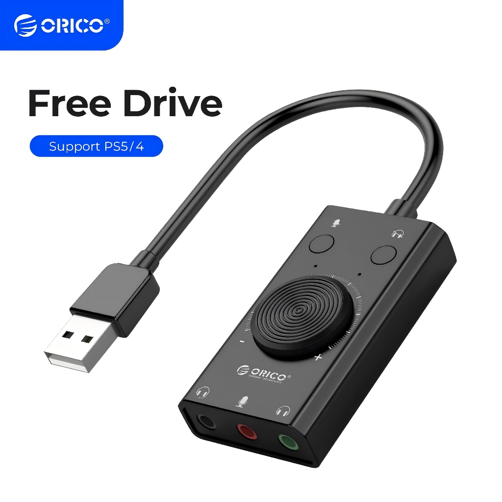 Orico อะแดปเตอร์แจ็คเสียงสเตอริโอ USB ปรับได้ สําหรับไมโครโฟน ลําโพง