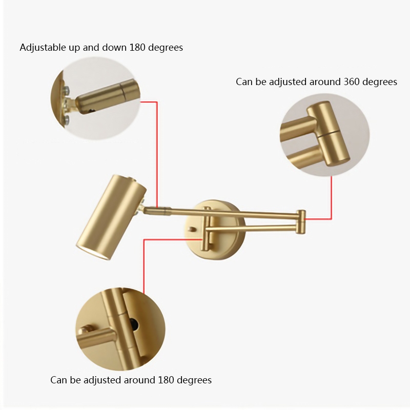 โคมไฟติดผนัง นํา ทองสีดําปรับเชิงเทียนผนังแสงในร่มตกแต่งบ้านห้องครัวห้องนอนห้องนั่งเล่นศึกษาข้างเตียงตกแต่งส่องสว่าง - รูปที่ 7