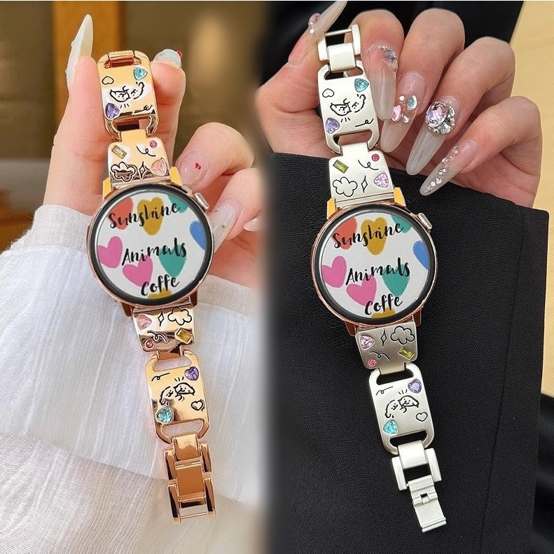 New Inlaid Gemstone สาย huawei watch gt 5 สาย Huawei watch gt 4 Strap / Huawei watch GT2 /GT4/GT5 GT2 Pro สาย GT2E GT3 GT3 Pro สาย huawei watch gt 5 pro Amazfit Bip 5 สาย Amazfit Bip 3/Amazfit bip u pro GTS2 GTS3 สาย Amazfit GTS 4 mini Strap สาย gt5 pro