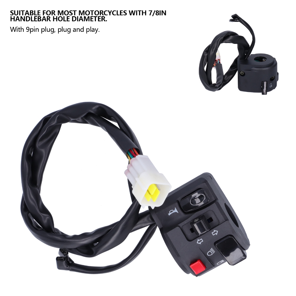 สวิตช์แฮนด์ 7/8in ปุ่มแตรรถจักรยานยนต์ไฟหน้าไฟเลี้ยวหมอกโคมไฟ Controller B_HILTY