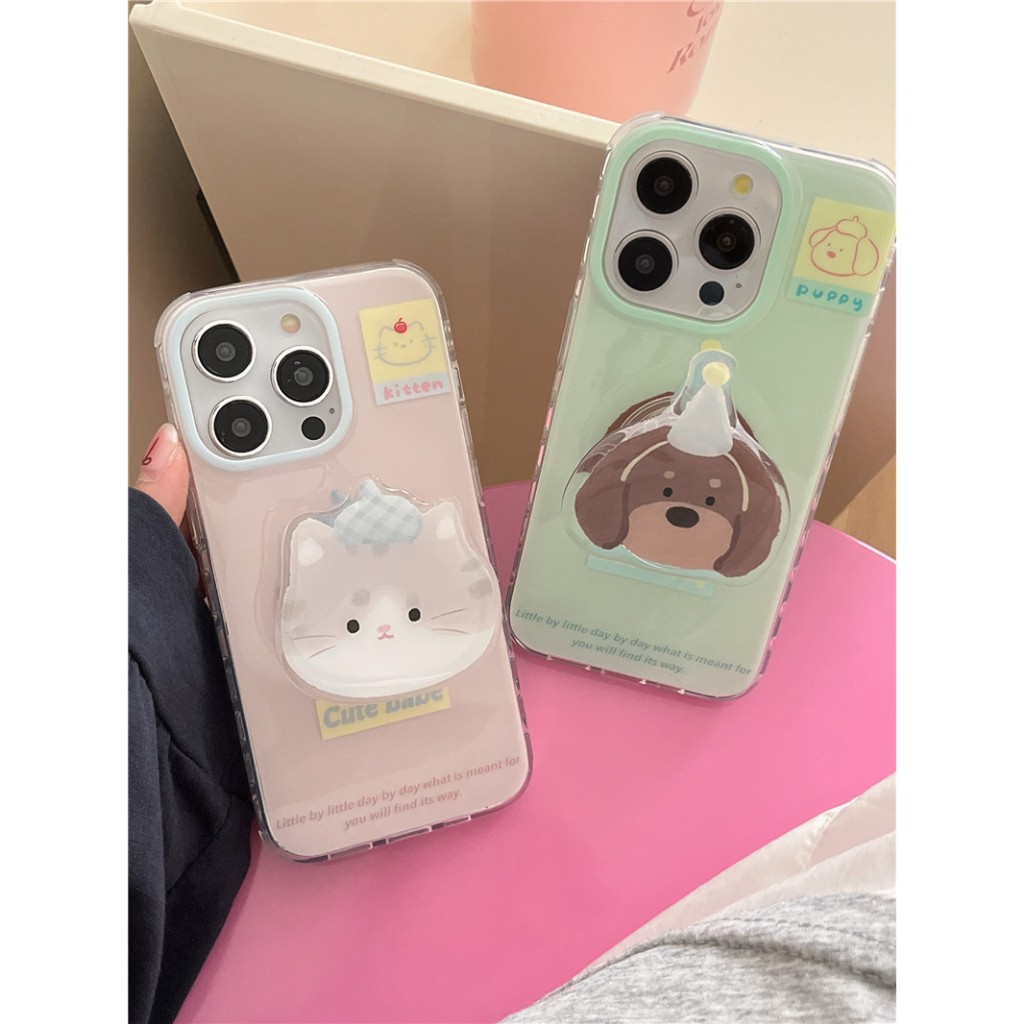 Iphone 16 15 Pro max 14 Pro max ลายแมวลูกสุนัขวันเกิด วัสดุ TPU กระบวนการ IMD เคสโทรศัพท์พิมพ์สองชั้น