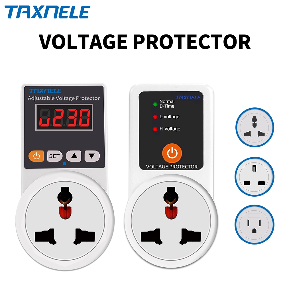 Taxnele อัตโนมัติแรงดันไฟฟ้า Protector ซ็อกเก็ต AC 220V ปรับได้ 16A แรงดันไฟฟ้าปลอดภัยตู้เย็นป้องกัน