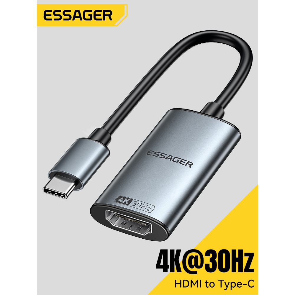 Essager อะแดปเตอร์วิดีโอ HDMI to Type-C การฉายภาพ Hd เข้ากันได้กับ 4K@120hz 4K@144hz