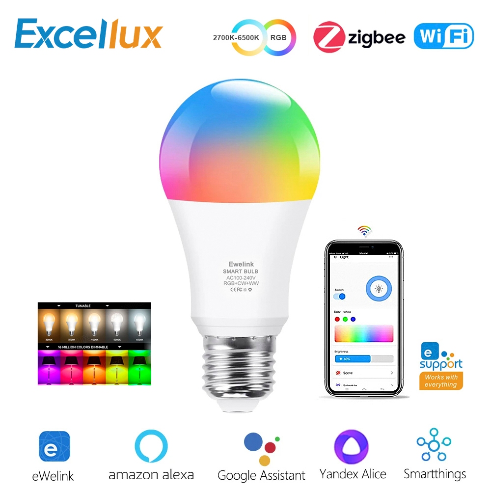Ewelink Smart Zigbee Wi-Fi RGB+CCT E27 Bulb หลอดไฟอัจฉริยะเลือกแสงสีได้ 16 ล้านสีและปรับระดับความสว่างได้ รองรับ Alexa/Google Home