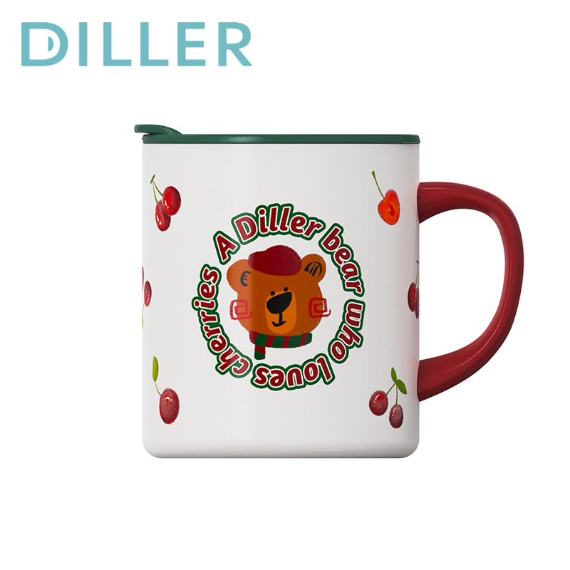 Diller Tumbler Thermos Mug พร้อมที่จับและฝาปิด SUS316 สแตนเลสสูญญากาศฉนวน Travel ถ้วยกาแฟขวดน้ํา 320ml D923