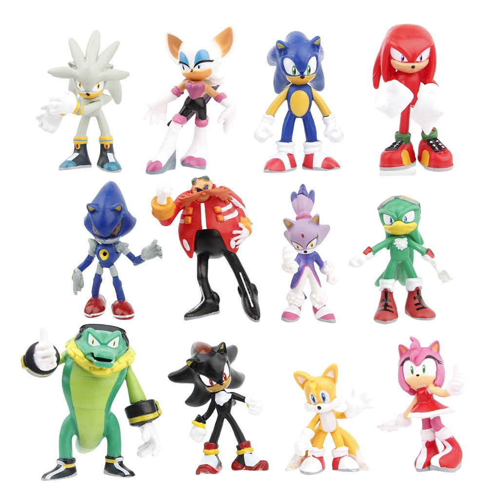 12 ชิ้น/เซ็ต 6 ซม.อะนิเมะเกม Sonic the Hedgehog Dr. Eggman Miles Prower Tails Amy Rose โลหะ Sonic รุ