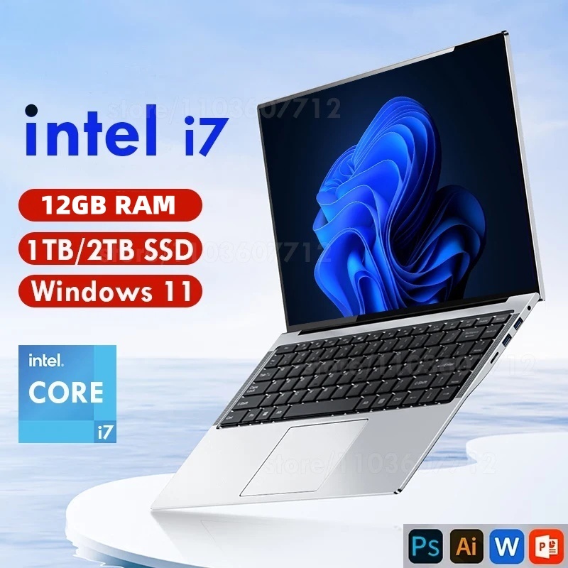 รับประกันสามปี2026 แล็ปท็อปใหม่พร้อมคอมพิวเตอร์ Windows 11 14.1 นิ้ว Intel Core i7, 12GB, DDR4, 1TB,