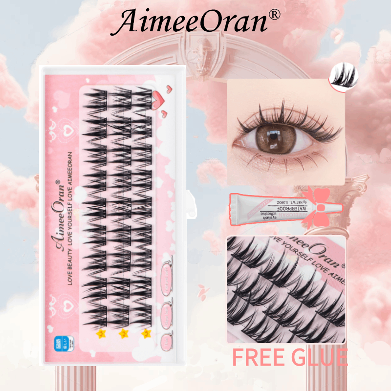 [พร้อมกาวติดขนตา] Aimeeoran ขนตาปลอม 10 มม. - 12 มม. ผสมธรรมชาติ ยาวปานกลาง มืออาชีพ ขนตาแต่งหน้า diy