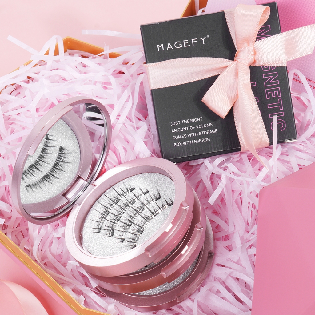 Magefy ขนตาปลอมแม่เหล็ก 3 คู่ บรรจุภัณฑ์น่ารักหวานๆ ออกแบบมาใช้กับที่ดัดขนตา