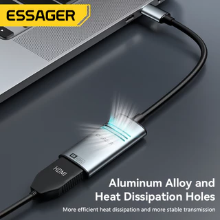Essager 8K HDMI to Type-C อะแดปเตอร์วิดีโออลูมิเนียมอัลลอยด์รองรับคอมพิวเตอร์ แท็บเล็ต โทรศัพท์มือถือ