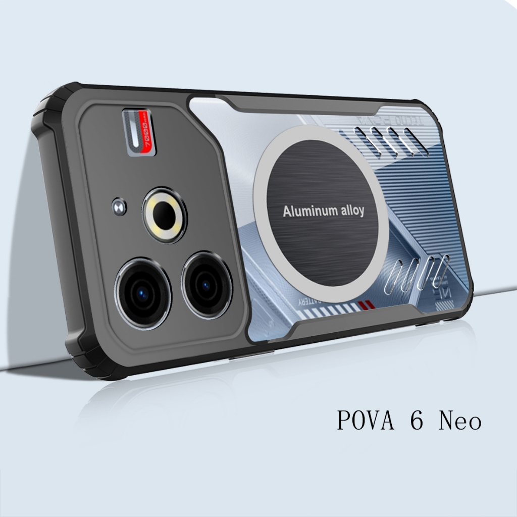 เคสโทรศัพท์สําหรับ Tecno Pova 6 Neo รถแม่เหล็กแผ่นกระจายความร้อนสําหรับ Tecno Pova 6 5 4 Pro Neo 3 2 ฝาครอบ