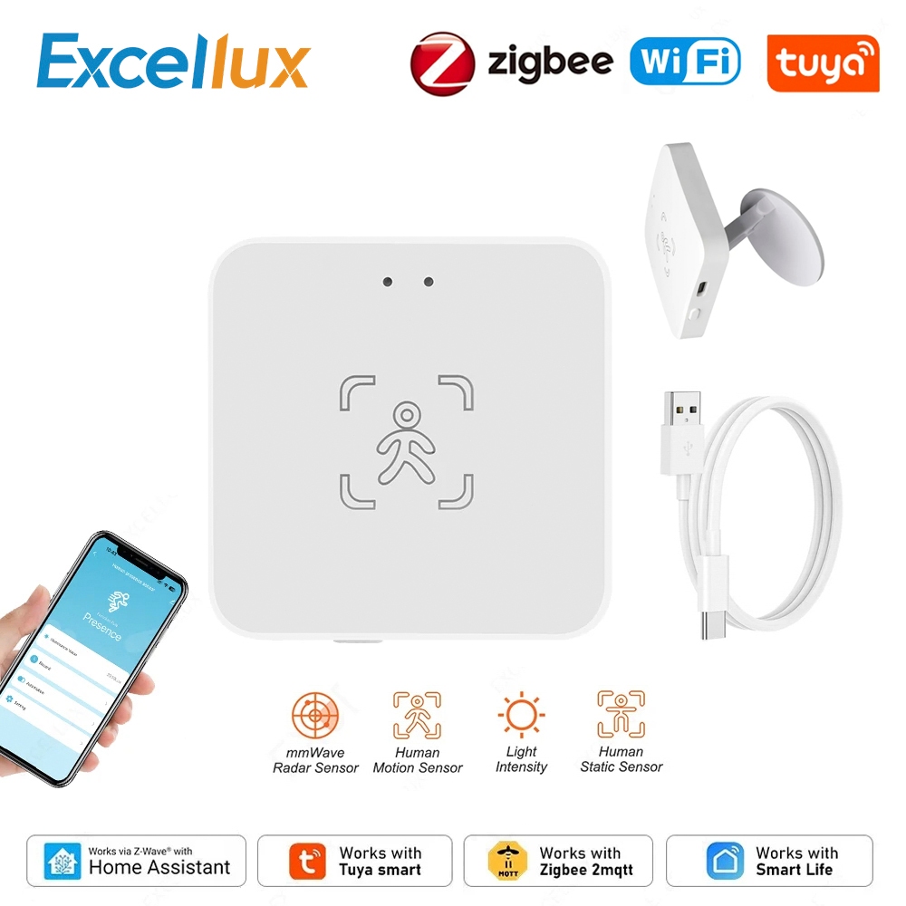 Zigbee Wifi MmWave Human Presence Motion Sensor พร้อม Luminance/Distance Detection 5V Tuya Smart Life Z2mqtt Home Assistant