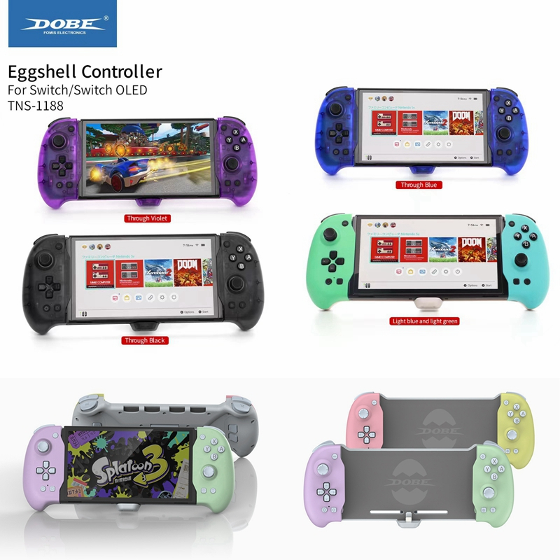 Dobe Eggshell Controller เข้ากันได้กับ Nintendo Switch OLED DOBE TNS-1188 Plug And Play เกมแพดบลูทูธไร้สาย 6 แกน Gyro Joypad มอเตอร์คู่การสั่นสะเทือนเกม Handle Grip