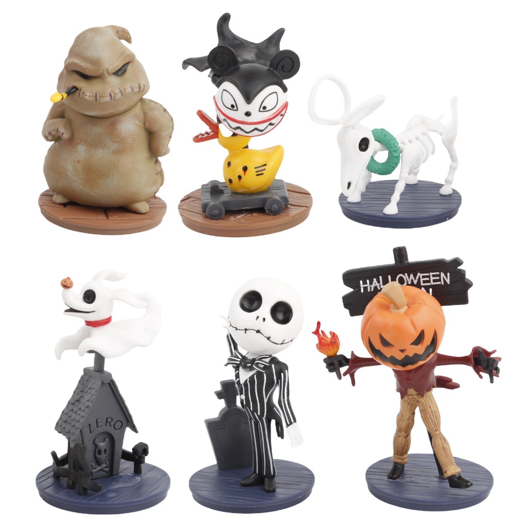 6 ชิ้น/เซ็ต 7-11 ซม.อะนิเมะ Nightmare ก่อนคริสต์มาสแจ็ค Skellington Sally ฟักทองหัว Ghost แกะ PVC Action Figures รุ่นเดสก์ท็อปตกแต่งตุ๊กตาของเล่น