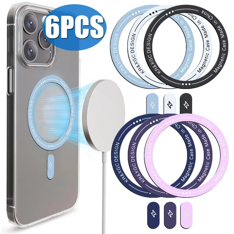 แหวนสติกเกอร์โลหะสากลสําหรับ Magsafe กาว Wireless Charger แผ่นเหล็กสําหรับ Ip 15 14 13 ที่วางโทรศัพท์ในรถยนต์ Mount Plate