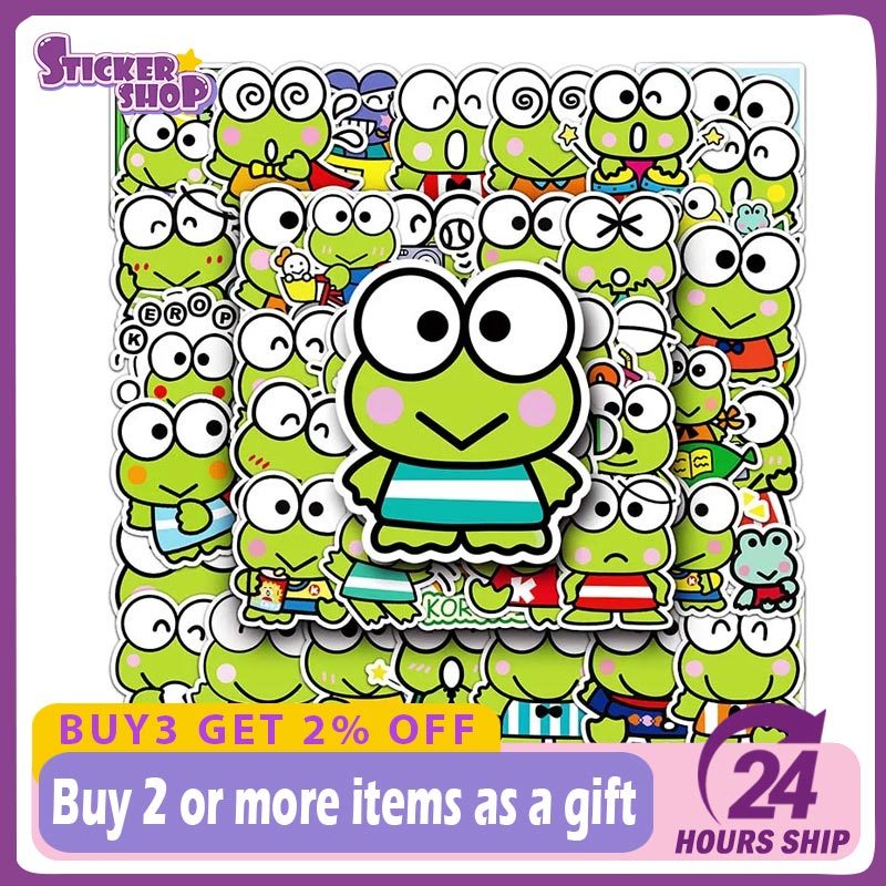 53 ชิ้น Sanrio Kerokero Keroppi สติกเกอร์น่ารักการ์ตูนกบ Graffiti สติกเกอร์ตกแต่งกันน้ํา