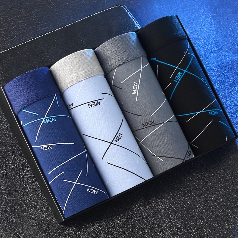 กางเกงบ็อกเซอร์สําหรับผู้ชาย 4 แพ็ค Poly Spandex Performance กางเกงบ็อกเซอร์ชุดชั้นใน