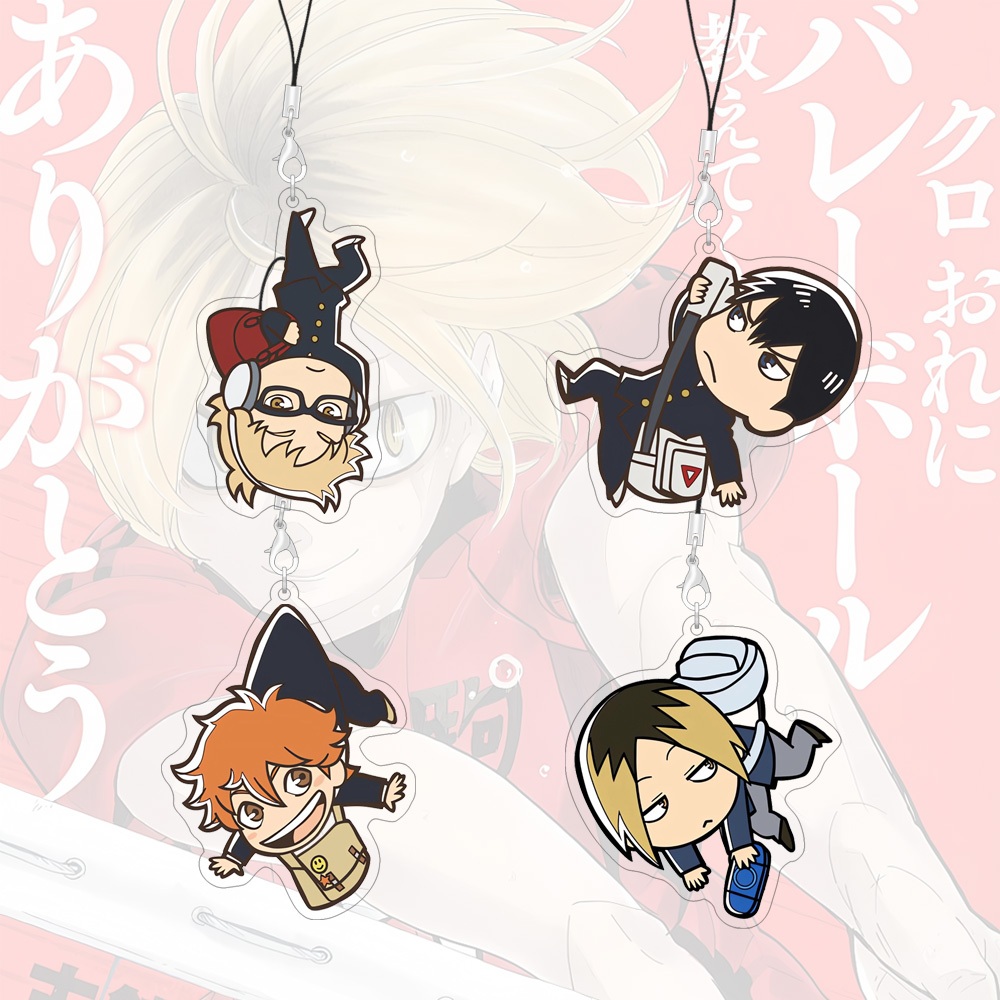55 มม.สายโทรศัพท์ Haikyu แมวน่ารักการ์ตูนอะคริลิคกระเป๋า Charms ภาพเคลื่อนไหว Lanyards อุปกรณ์เสริมโทรศัพท์