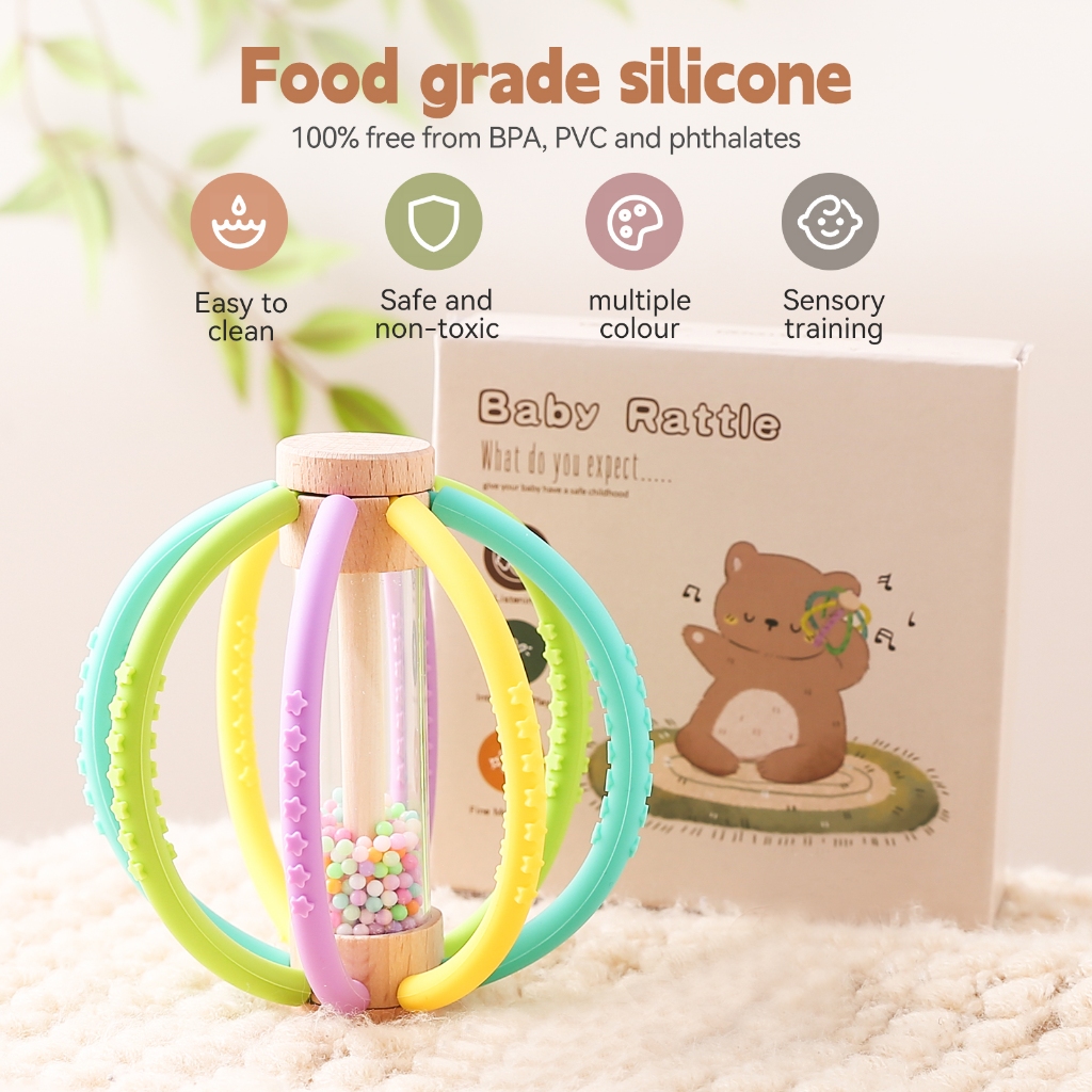 Baby Rattle Sensory Teether Manhattan Ball ของเล่นการงอกของฟันเด็ก BPA ฟรีทารกแรกเกิด Appease ของเล่นพร้อมกล่อง