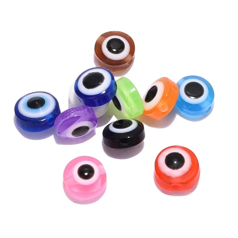 100ชิ้นที่มีคุณภาพสูงเรซิ่นลูกปัดปีศาจตารูปร่าง6-8มิลลิเมตรทําสร้อยคอ ทําเอง สร้อยข้อมือ