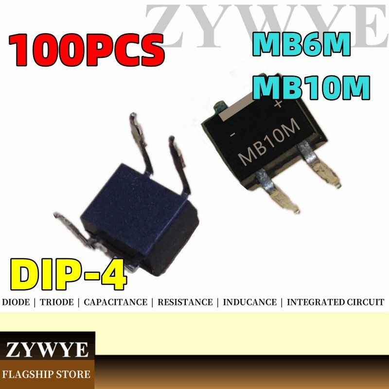 100pcs ยี่ห้อใหม่ MB10M MB6M 0.5A 1A 600V 1000V อินไลน์ DIP4 สะพาน Rectifier สะพาน/Rectifier