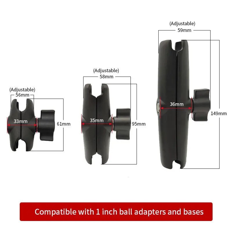 ซ็อกเก็ตคู่ปรับแขนยึดอุปกรณ์เสริมรถยนต์รถจักรยานยนต์ Gopro Quadlock Ram Mount