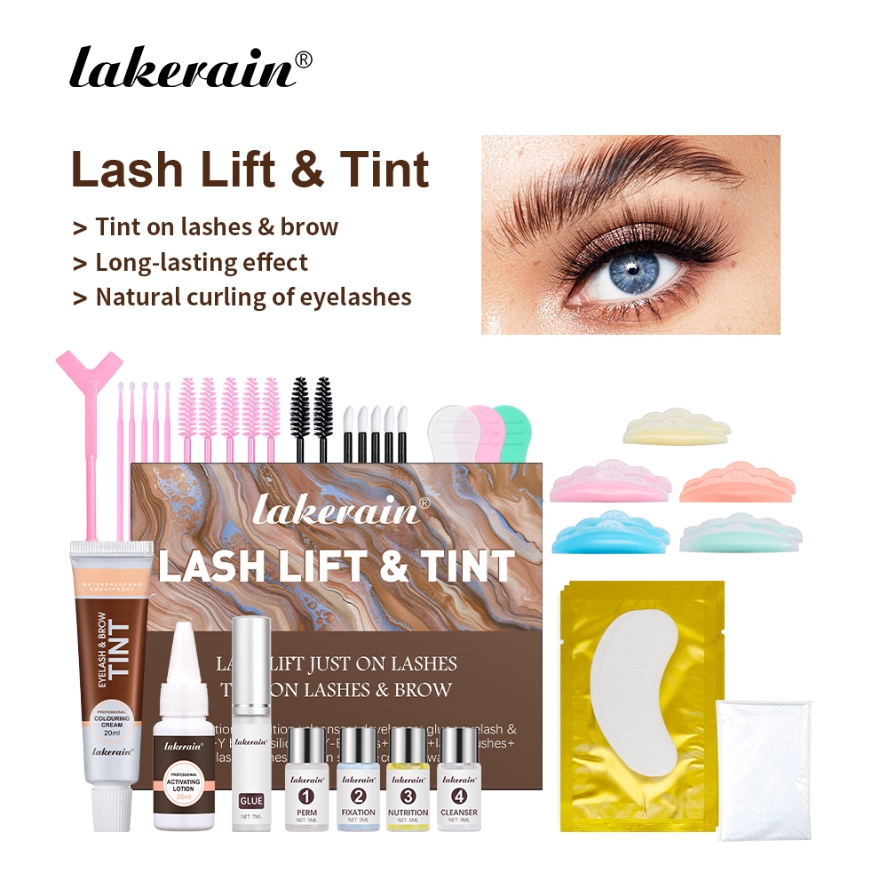 Lakerain Lash Lift Kit เคลือบคิ้ว,Eyelash Lift & Tint Dye 2-in-1 Kit Professional Eyelash Perm Kit 2 สี