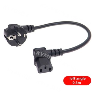 อะแดปเตอร์ขยายสายเคเบิล 2 Pin ตัวผู้ เป็น IEC 3 Pin ตัวเมีย Schuko เป็น IEC C13 มุม 90 องศา AC EU