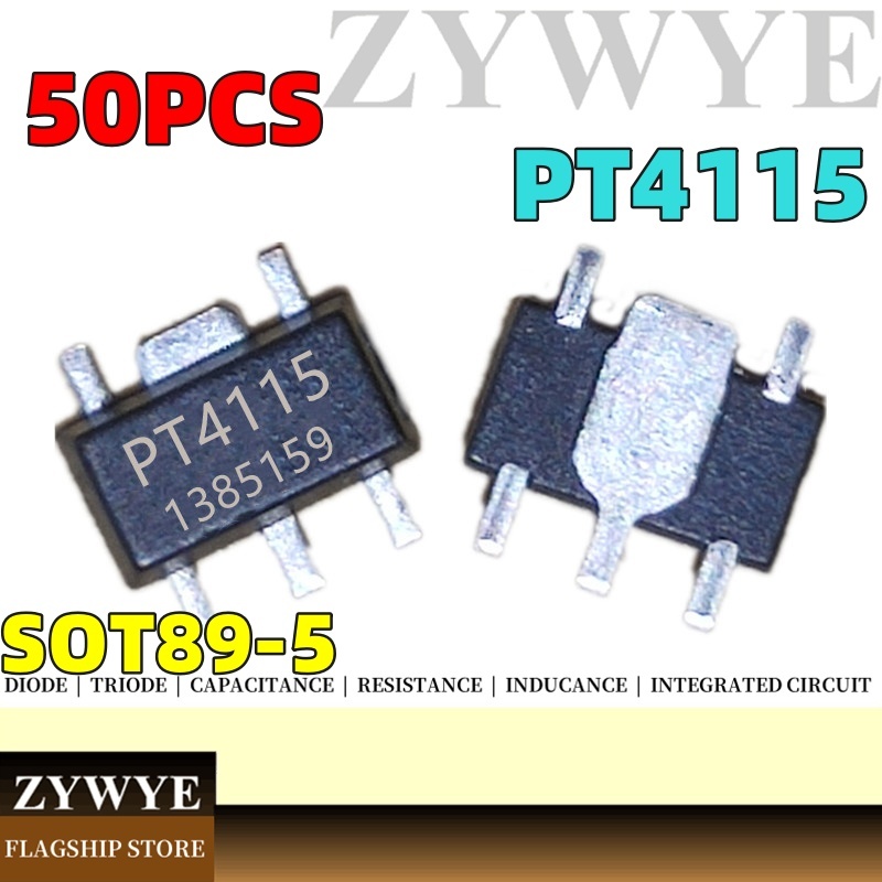 50pcs PT4115 ชิป SOT-89-5 30V 1.2A High Dimming Ratio LED คงที่ Current Driver ชิปของแท้ IC