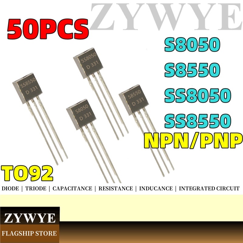 50 ชิ้น Triode S8050 S8550 SS8050 SS8550 TO92 ทรานซิสเตอร์ NPN PNP