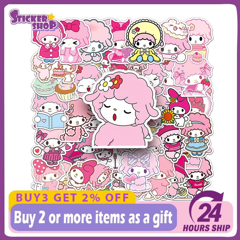 50 ชิ้น My Sweet เปียโนสติกเกอร์การ์ตูนน่ารักสีชมพู Lamb Decal กันน้ํา Kawaii สติกเกอร์