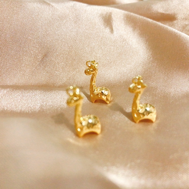 3pcs 6PCS สัตว์ Charm จี้ 18K Gold Plated น่ารักยีราฟ Charm จี้ DIY สร้อยคอสร้อยข้อมืออุปกรณ์เสริม