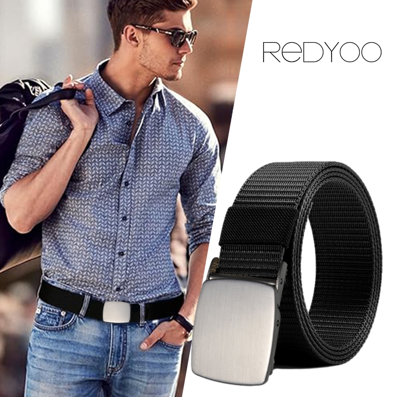 REDYOO ลายเรียบ เข็มขัด ลายทหาร ยุทธวิธี หัวเหล็ก สายไนล่อน ขนาด 3.8 cm