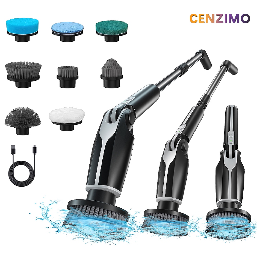 CENZIMO ขัดห้องน้ํา แปรงขัดพื้น แปรงขัดห้องน้ำไฟฟ้า รับประกันผู้ขาย ทำความสะอาดไม่เสียเวลา กำจัดสิ่งคราบที่หนักก็อย่างง่ายดาย มอเตอร์ 37W แถมหัวเปลี่ยน 8 แบบ