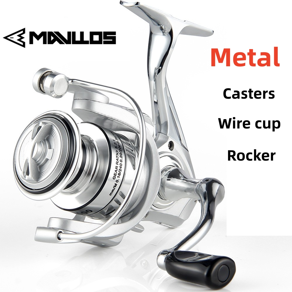 Mavllos YL โลหะ Spinning Reel Ratio 5.2:1 Stopping Power 16 กก.อลูมิเนียมตื้น Spool น้ําเค็มเบส Pike ตกปลา Reel